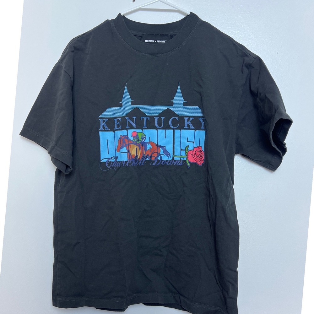 Homme + Femme Kentucky Derby Churchill Downs Graphic‎ T-Shirt Black XS Made USA